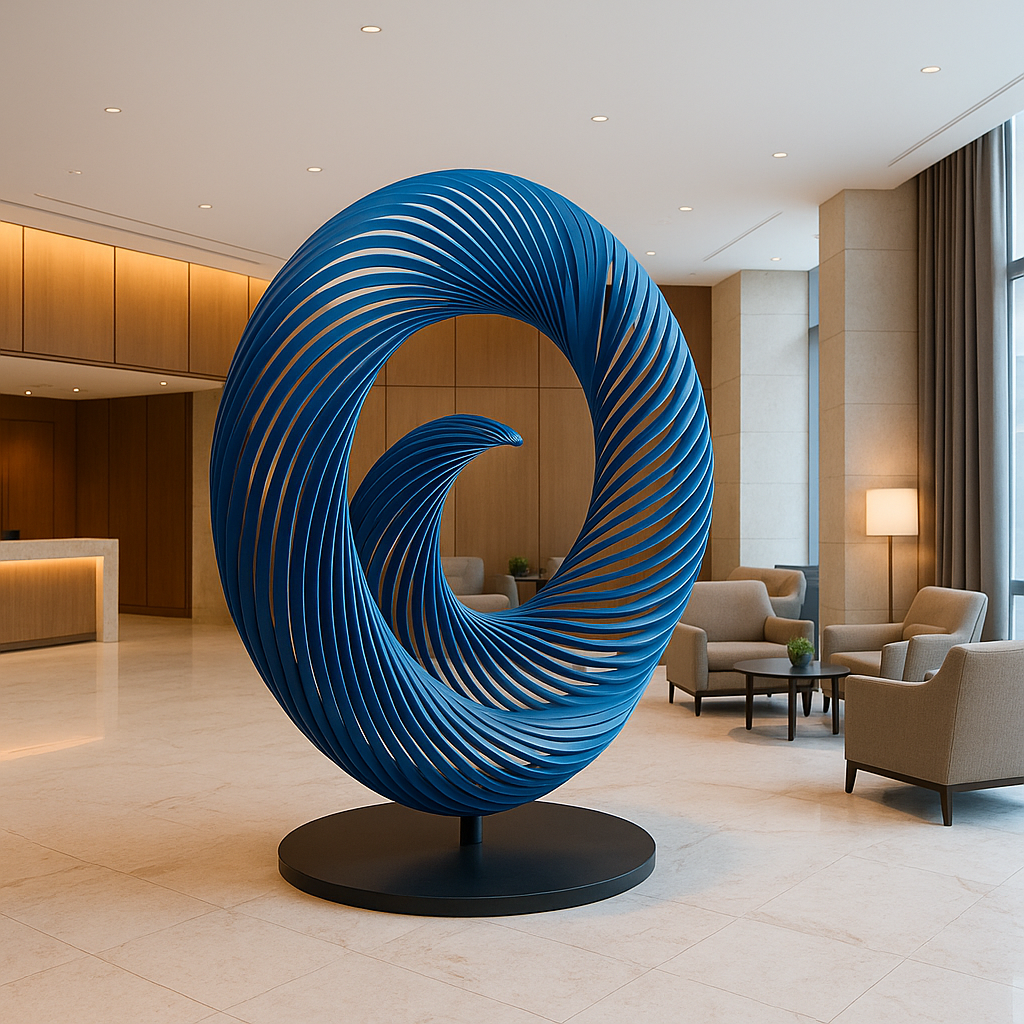 Арт-инсталляция «Синий Вихрь» — динамическая скульптура для интерьеров