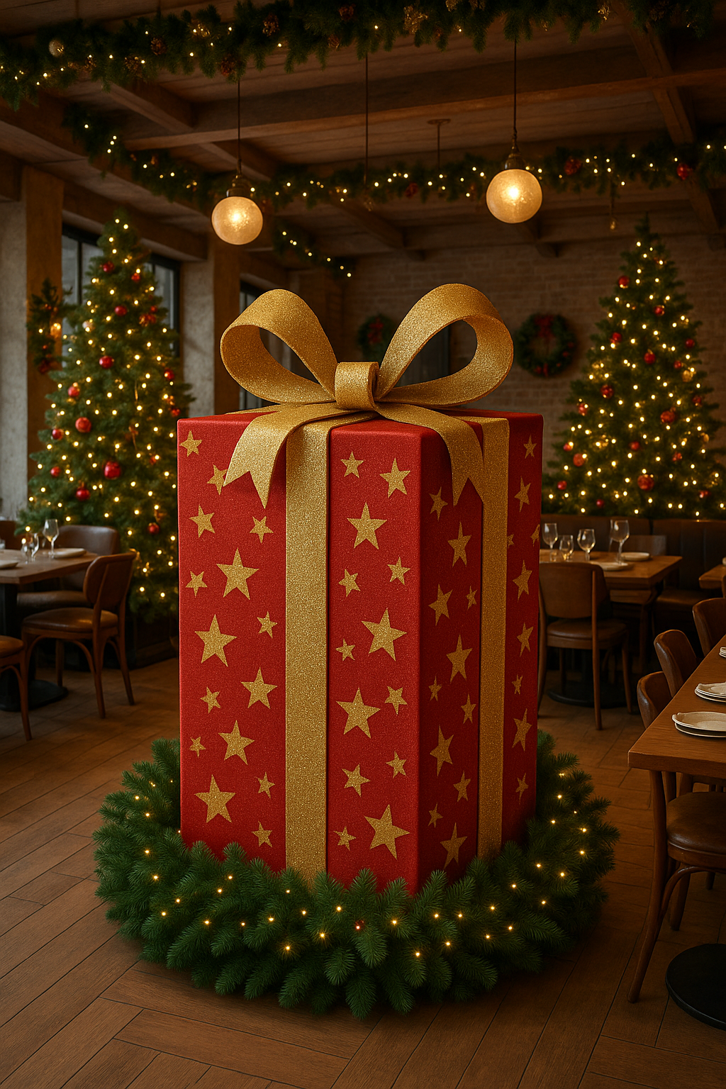 Новогодний арт-объект «Гигантский Подарок» — праздничная интерьерная композиция