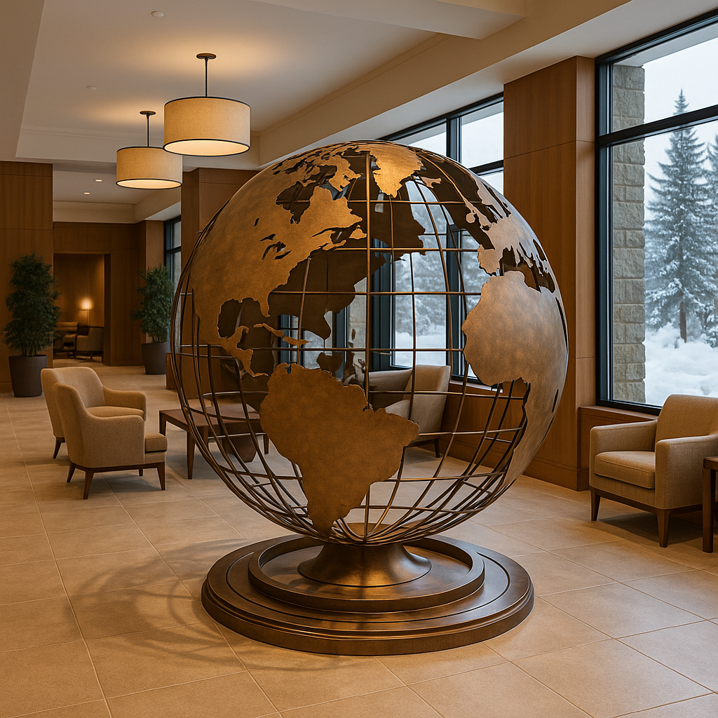 Арт-объект «Глобус Мира» — интерьерная металлическая скульптура