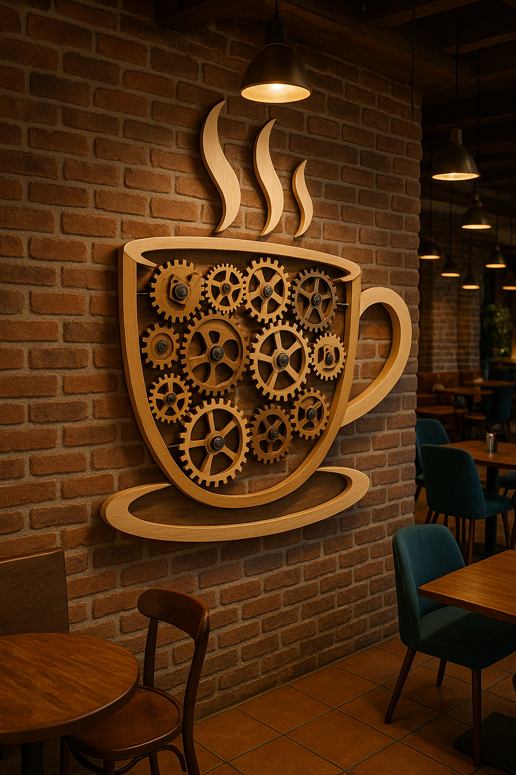 Арт-объект «Кофейная Чашка с Шестерёнками» — интерьерный декор для кофеен и ресторанов