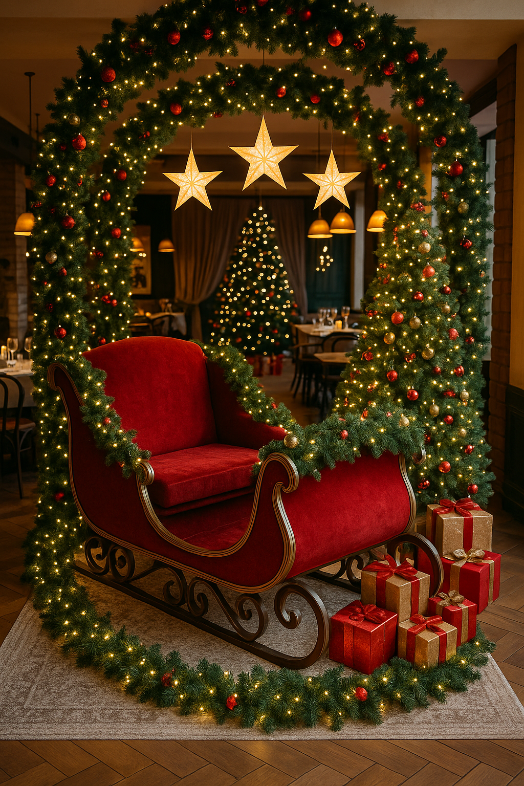 Новогодний арт-объект «Рождественские Санки» — праздничная фотозона и интерьерная композиция