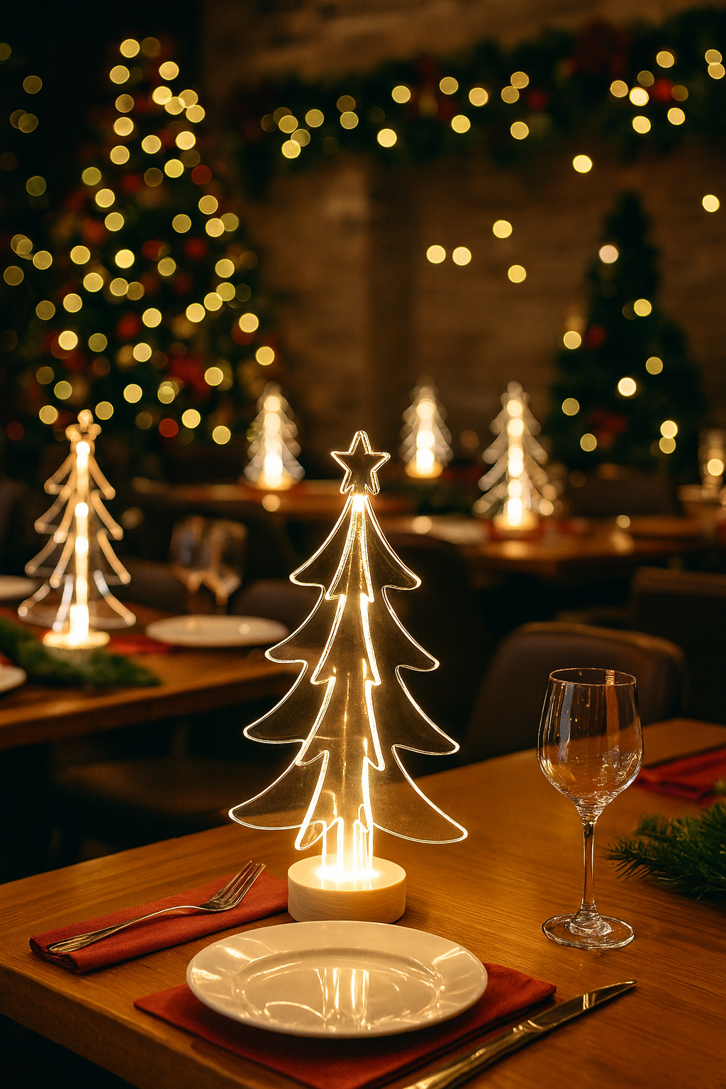 Новогодний арт-объект «Световая Ёлочка» — интерьерный световой декор для столов и залов