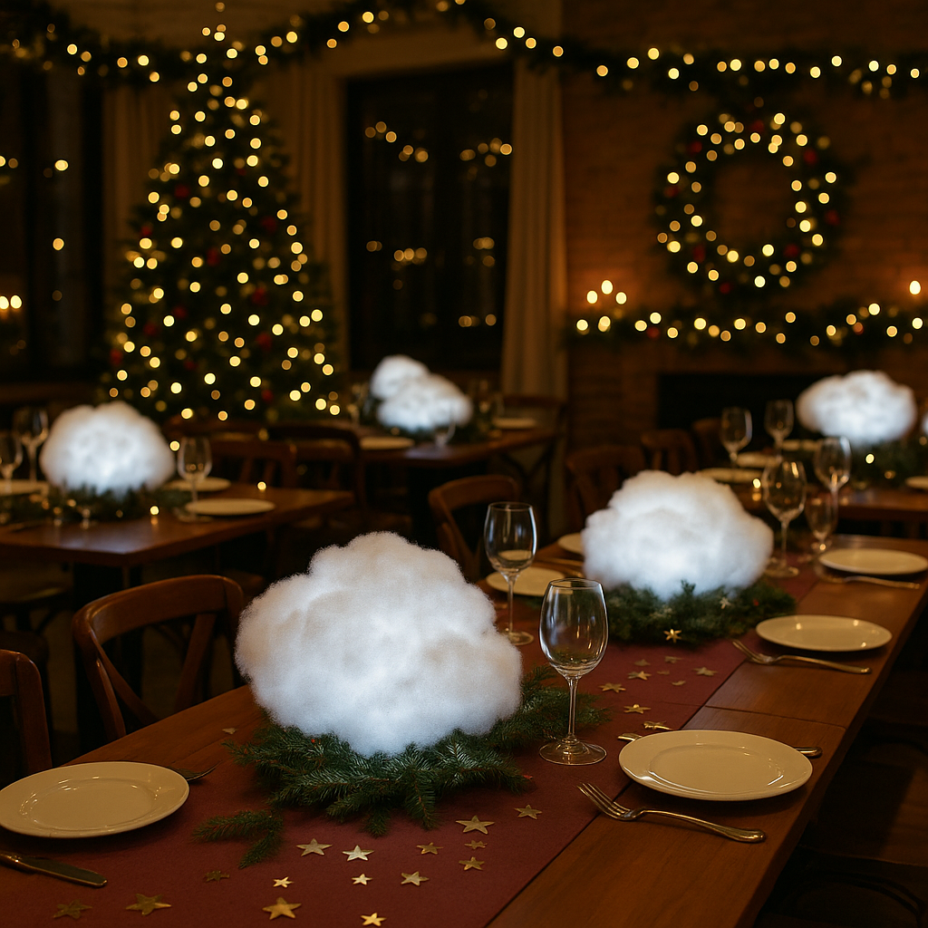 Новогодний арт-объект «Световое Облако» — столовый декор с мягкой LED-подсветкой