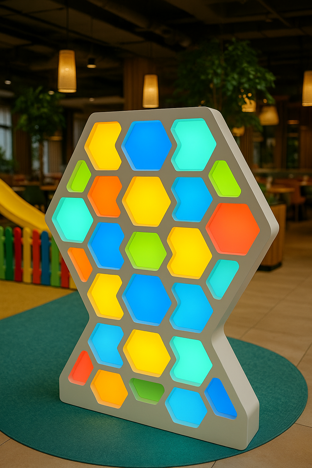 Интерактивный арт-объект «Световые Соты» — детская световая панель для игровых зон