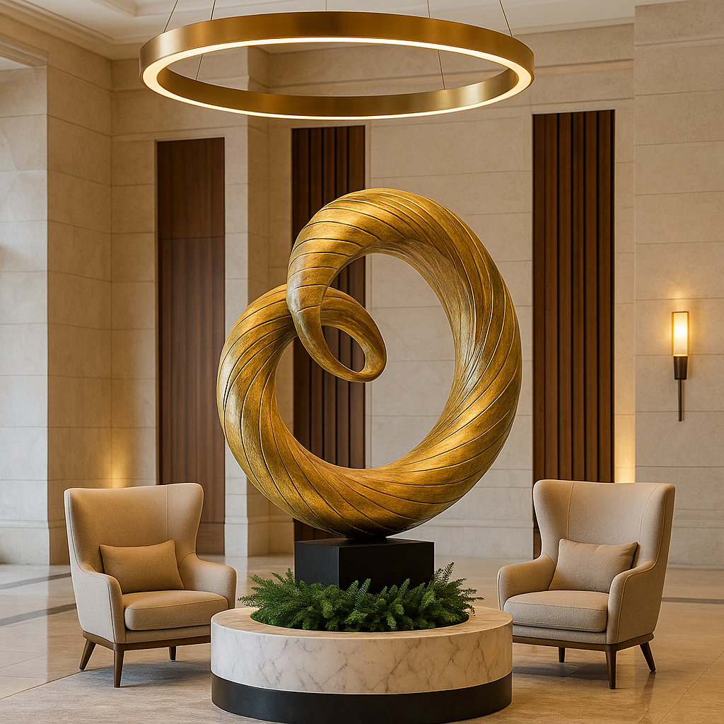 Арт-скульптура «Золотая Спираль» — премиальный интерьерный объект